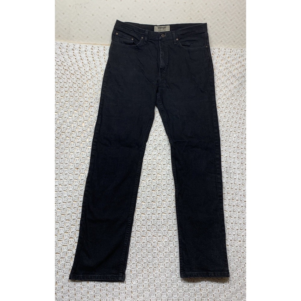 Wrangler Authentic Jeans Mens 35X36‎ Black Denim Straight Leg Work Western